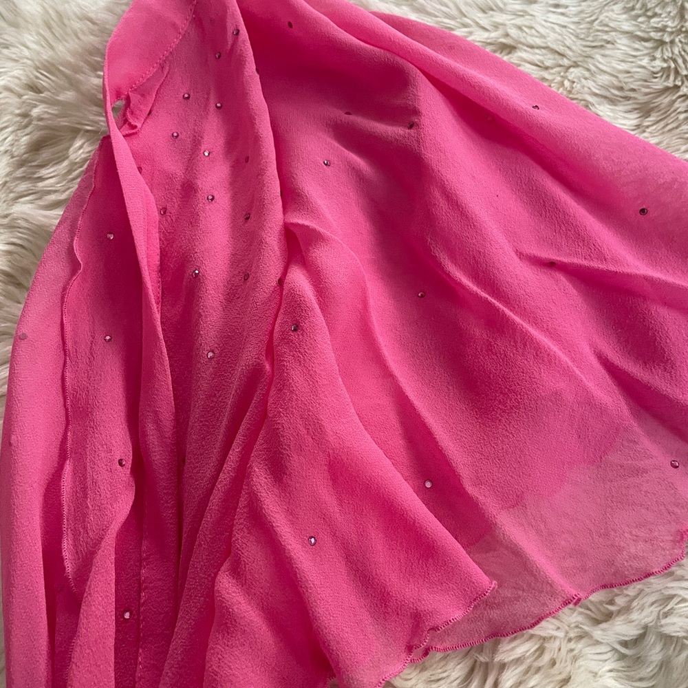Rare Vintage 90s betsey johnson ultra pink rhinestone chiffon cape - Picture 6 of 8